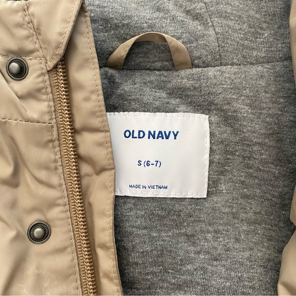 Old Navy full zip utility surplus jacket khaki size S 6-7 - Picture 2 of 5